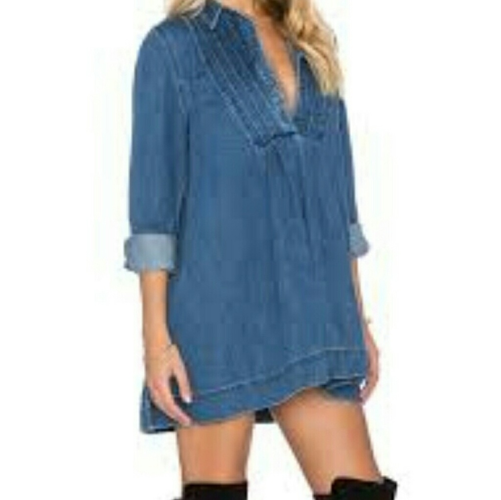 Free people denim tunic/babydoll dress - Picture 3 of 11